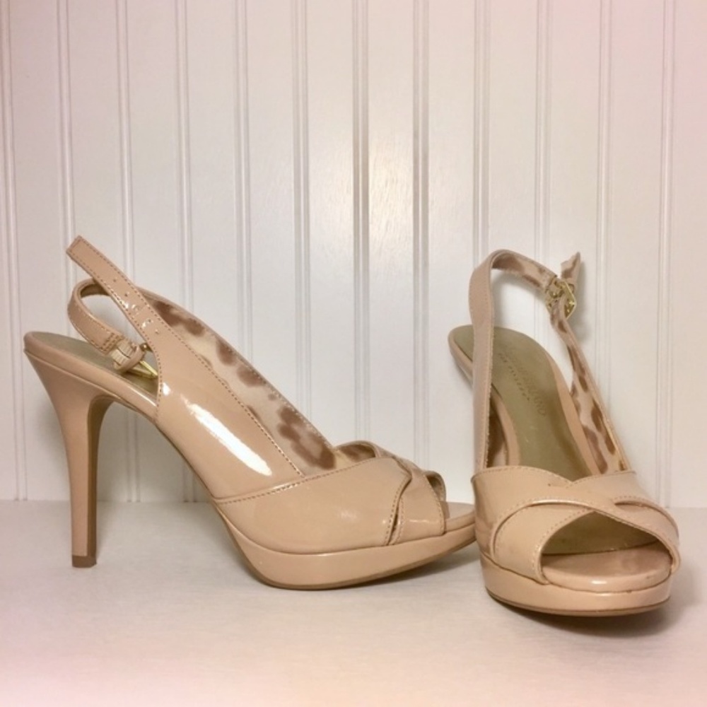Christian Siriano Nude Peep-toe Strappy Heels